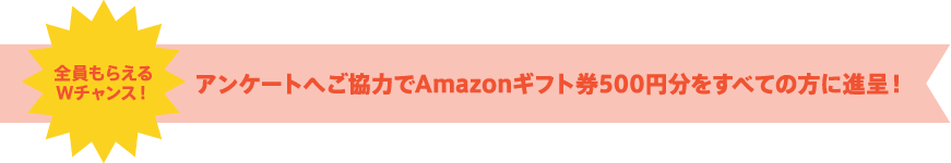 アンケートへご協力でAmazonギフト券500円分をすべての方に進呈！